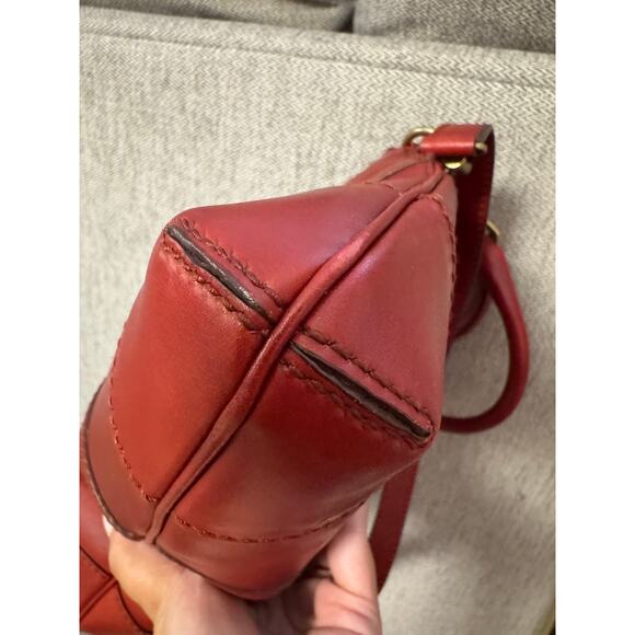 VTG Gucci Jackie Handbag Womens Red Calfskin Leather Top Handle Shoulder Strap - Picture 6 of 12
